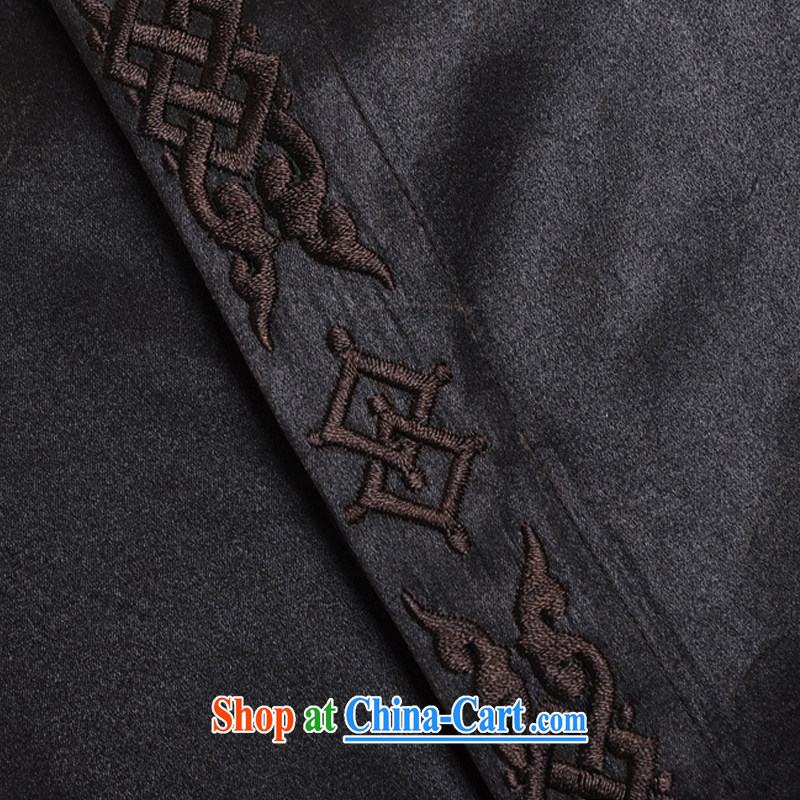 De-tong the bamboo 100% silk fragrant cloud yarn male Chinese shirt summer Chinese short-sleeved Chinese clothing black L/170, and de-tong, and shopping on the Internet