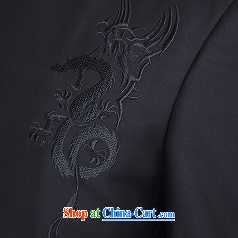 Pi-feng Tong 2015 autumn new men middle-aged smock wore black embroidered dragon Chinese wind black embroidered dragon 185 B, Pi-feng-tong, shopping on the Internet