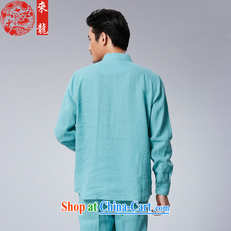 To Kowloon Tong on 2015 autumn and winter New China wind men ramie cloth package 15,558 blue light blue 52 to Kowloon, shopping on the Internet