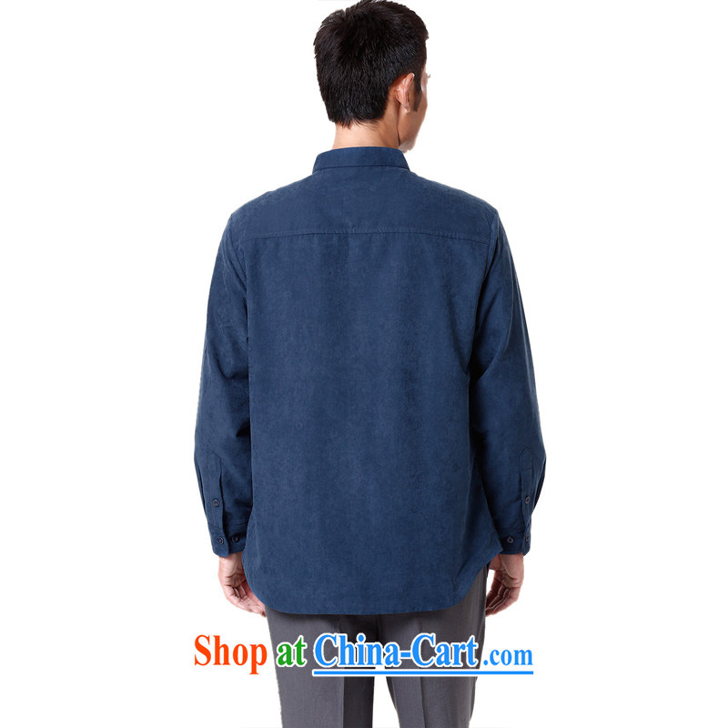 To Kowloon Tong with autumn and winter, China wind men's casual long-sleeved T-shirt 14,317 - 5 blue 48 yards dark blue 52 to Kowloon, and shopping on the Internet