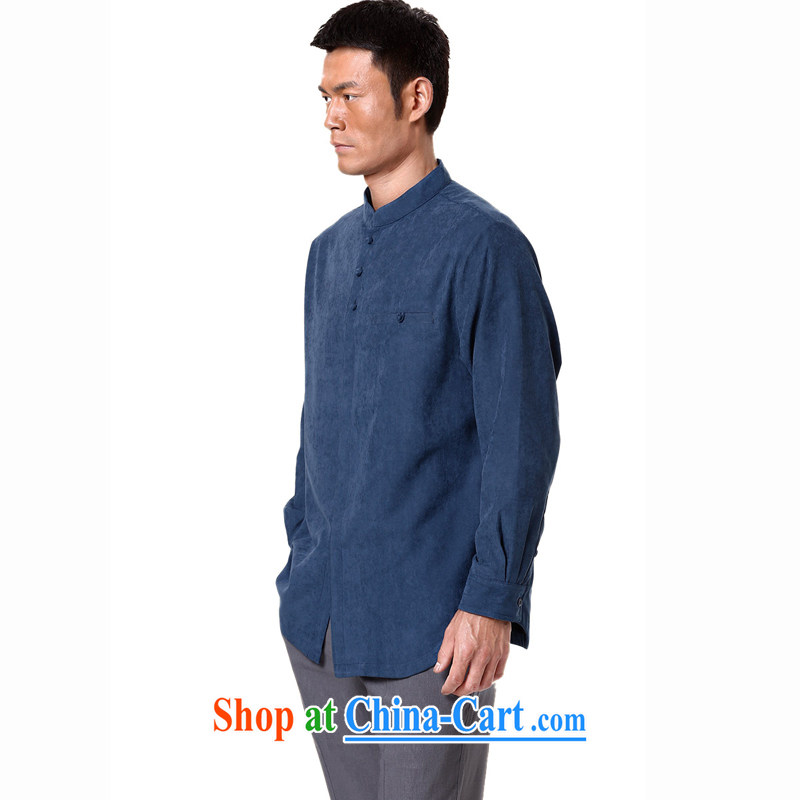 To Kowloon Tong with autumn and winter, China wind men's casual long-sleeved T-shirt 14,317 - 5 blue 48 yards dark blue 52 to Kowloon, and shopping on the Internet