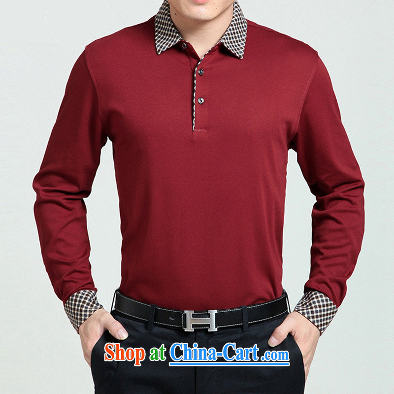 Health Concerns * 2015 autumn new, middle-aged men's casual long-sleeved T-shirt middle-aged and older men's father the lapel T 桖 gray 3 XL, A . J . BB, shopping on the Internet