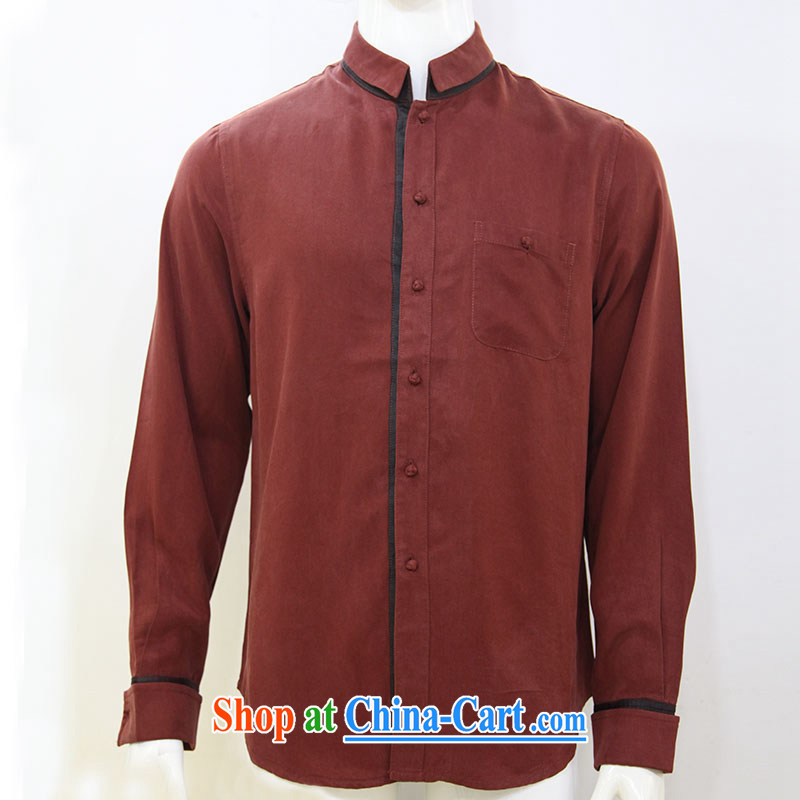 To Kowloon Tong with autumn China wind men's day, long-sleeved T-shirt 14,326 dark red 48, dark red 52 to Kowloon, shopping on the Internet