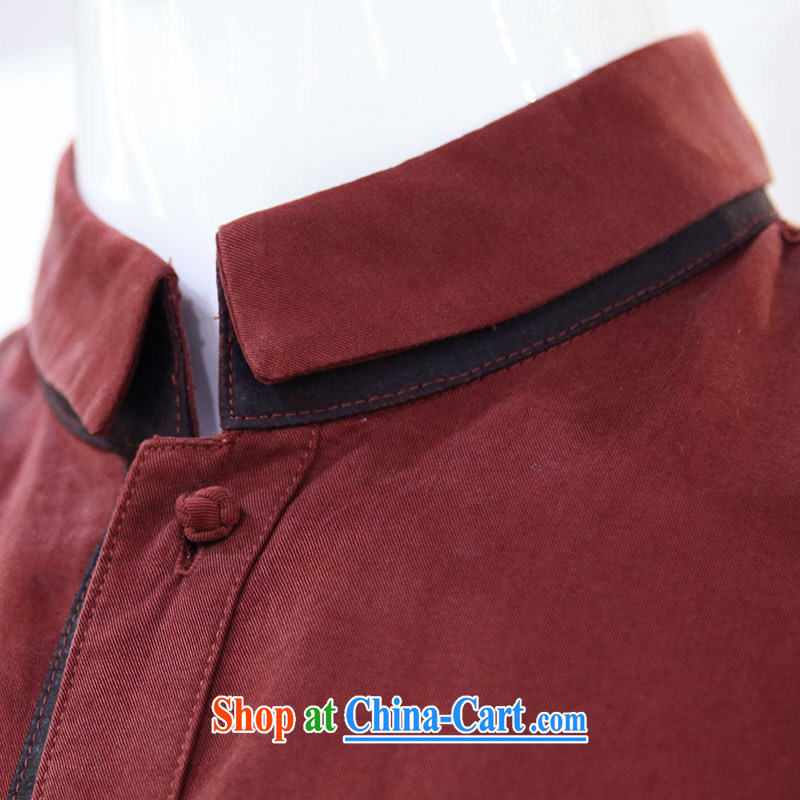 To Kowloon Tong with autumn China wind men's day, long-sleeved T-shirt 14,326 dark red 48, dark red 52 to Kowloon, shopping on the Internet