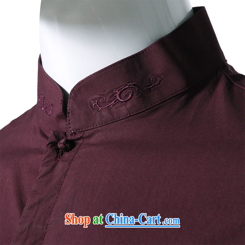 To Kowloon Tong with autumn, China wind men's cotton long-sleeved T-shirt A 13,942 burgundy 48, magenta 52, Kowloon, shopping on the Internet