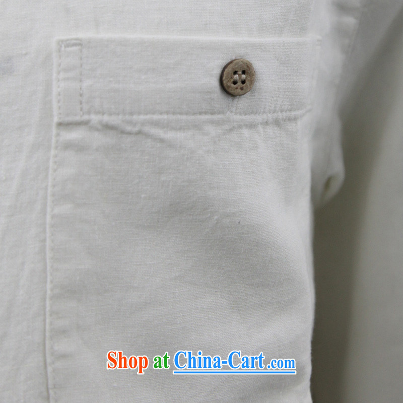 To Kowloon Tong with autumn, China wind men's cotton linen series porcelain was long-sleeved T-shirt white 14,334 48, white 52 to Kowloon, shopping on the Internet