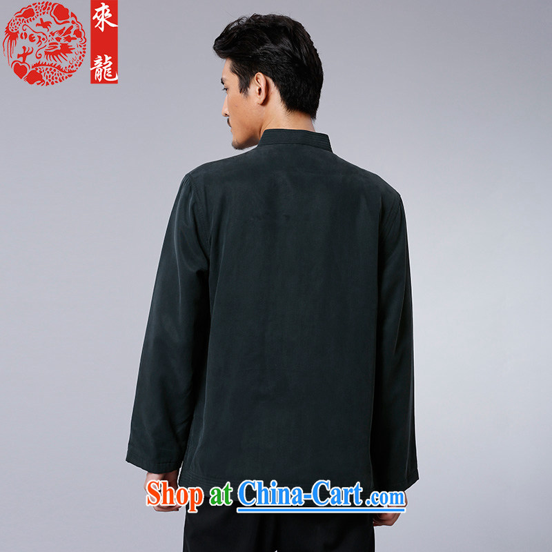 To Kowloon Tong with autumn and winter, China wind men's day silk jacket 14,539 black 48, dark blue 52 to Kowloon, and shopping on the Internet