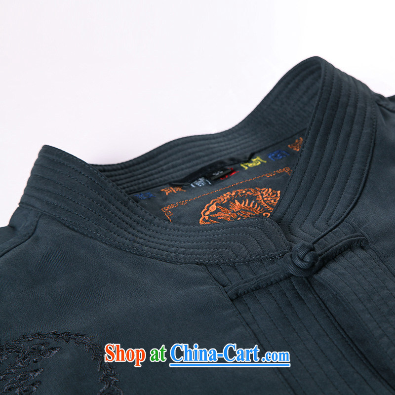 To Kowloon Tong with autumn and winter, China wind men's day silk jacket 14,539 black 48, dark blue 52 to Kowloon, and shopping on the Internet