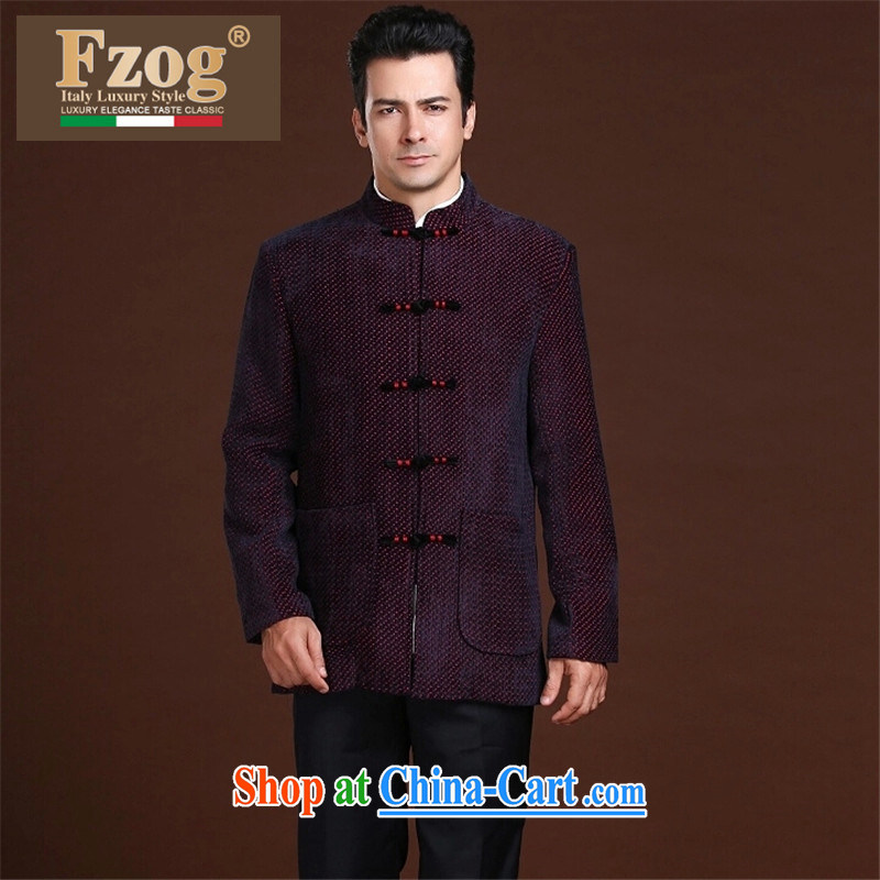 FZOG stamp the casual simplicity and loose long-sleeved middle-aged men's dot Tang is comfortable, breathable red XXL, FZOG, shopping on the Internet
