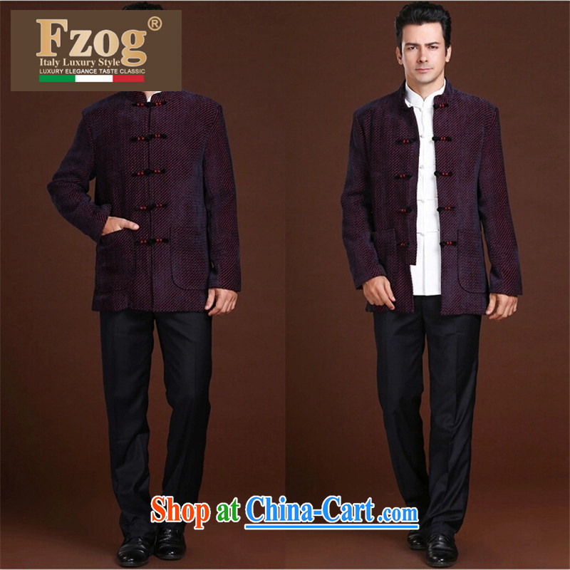 FZOG stamp the casual simplicity and loose long-sleeved middle-aged men's dot Tang is comfortable, breathable red XXL, FZOG, shopping on the Internet