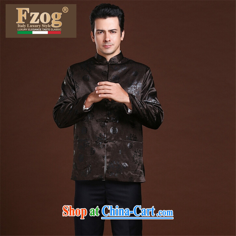 FZOG New Men's casual simplicity and loose stamp the animal older men's Tang with comfortable black XXXXL, FZOG, shopping on the Internet