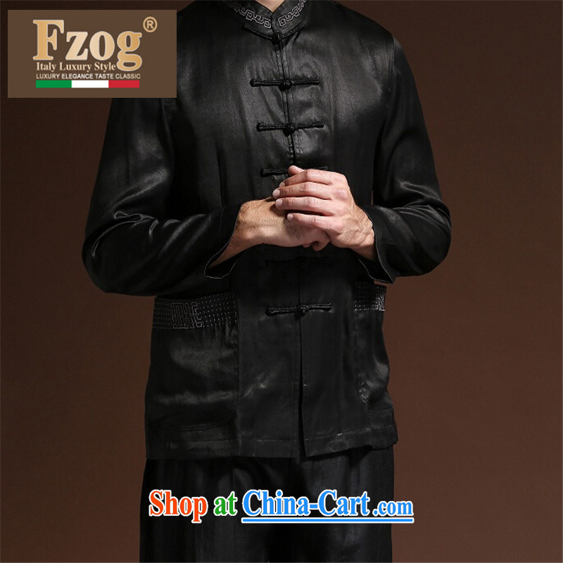 FZOG new minimalist casual male middle-aged men's solid color coating the Tang with comfortable 100 ground breathable black XXXXL