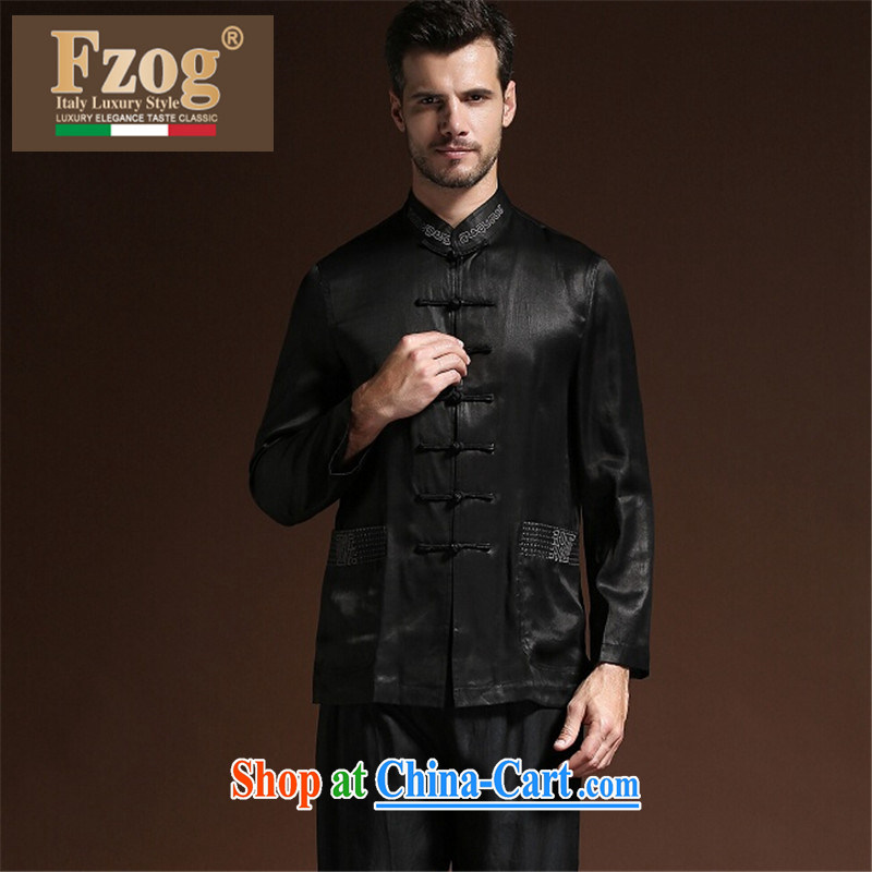 FZOG new minimalist casual male middle-aged men's solid color coating the Tang with comfortable 100 ground breathable black XXXXL, FZOG, shopping on the Internet