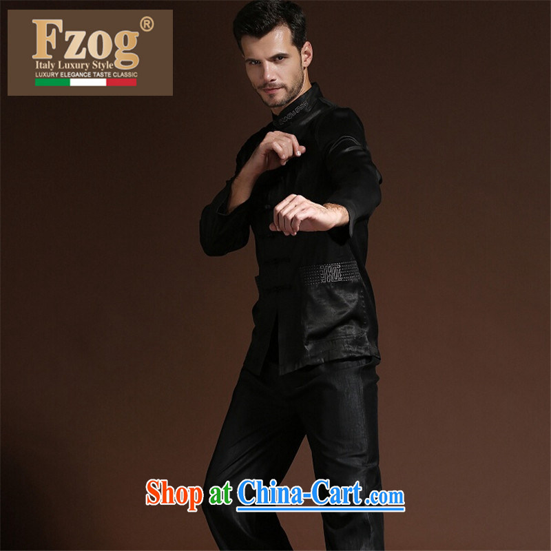 FZOG new minimalist casual male middle-aged men's solid color coating the Tang with comfortable 100 ground breathable black XXXXL, FZOG, shopping on the Internet