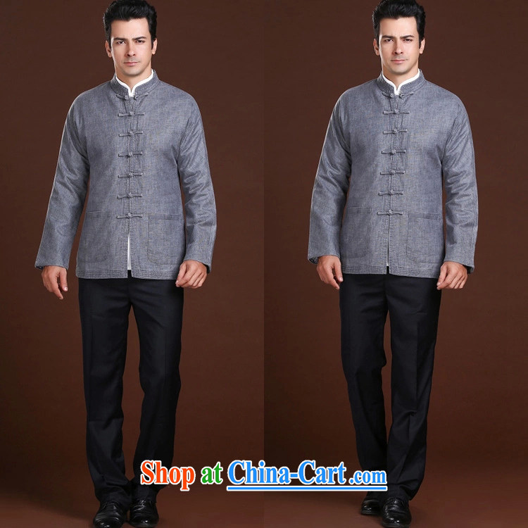 Spring FZOG new minimalist leisure Solid Color ribbed cloth washable men's older long-sleeved Tang with comfortable gray XXXXL pictures, price, brand platters! Elections are good character, the national distribution, so why buy now enjoy more preferential! Health