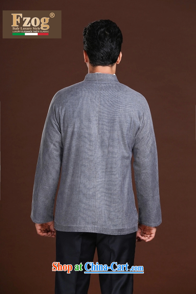 Spring FZOG new minimalist leisure Solid Color ribbed cloth washable men's older long-sleeved Tang with comfortable gray XXXXL pictures, price, brand platters! Elections are good character, the national distribution, so why buy now enjoy more preferential! Health