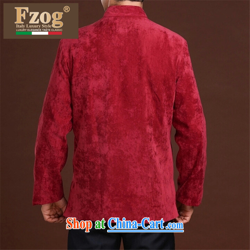 FZOG leisure Simple Chinese Wind and stamp the animal middle-aged men's long-sleeved loose Tang red XXXXL, FZOG, shopping on the Internet