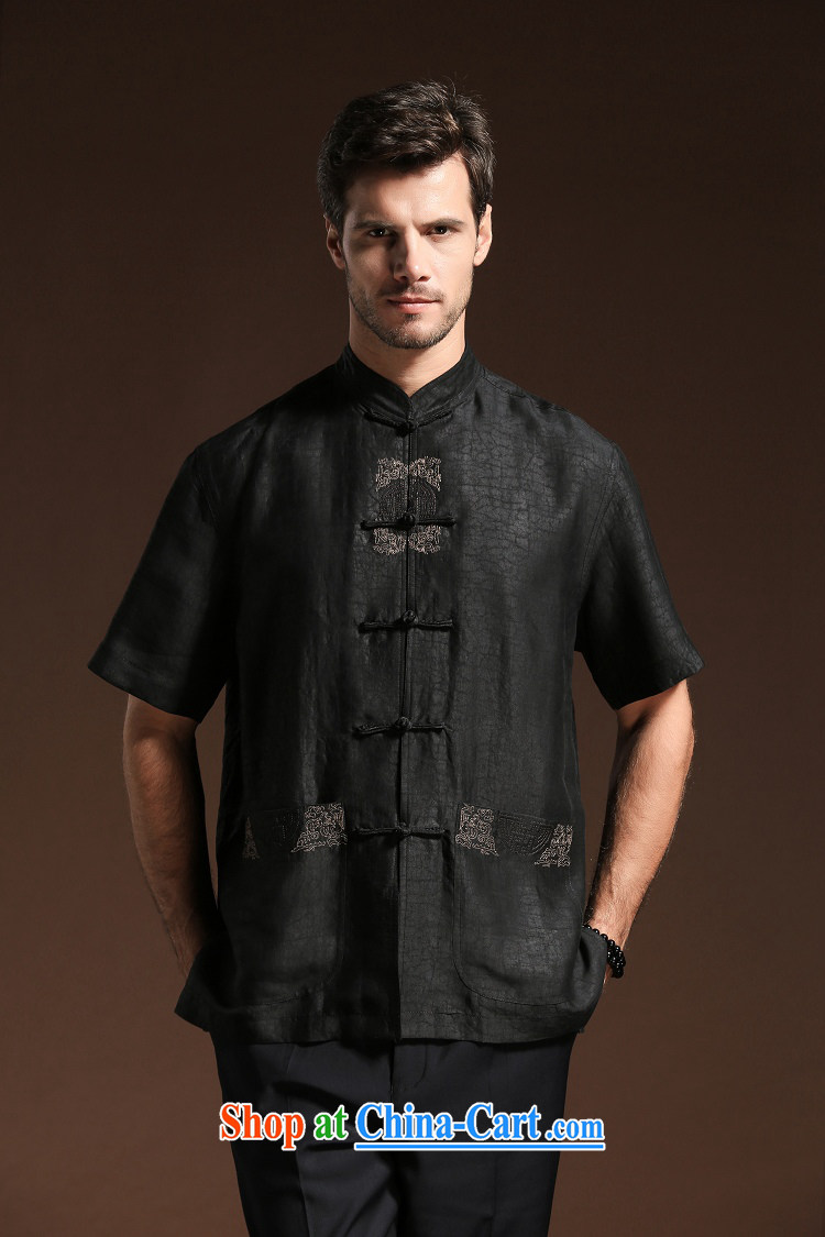FZOG embroidered Solid Color men's loose men's short-sleeved Tang with coating the leisure 100 ground minimalist breathable black XXXXL pictures, price, brand platters! Elections are good character, the national distribution, so why buy now enjoy more preferential! Health
