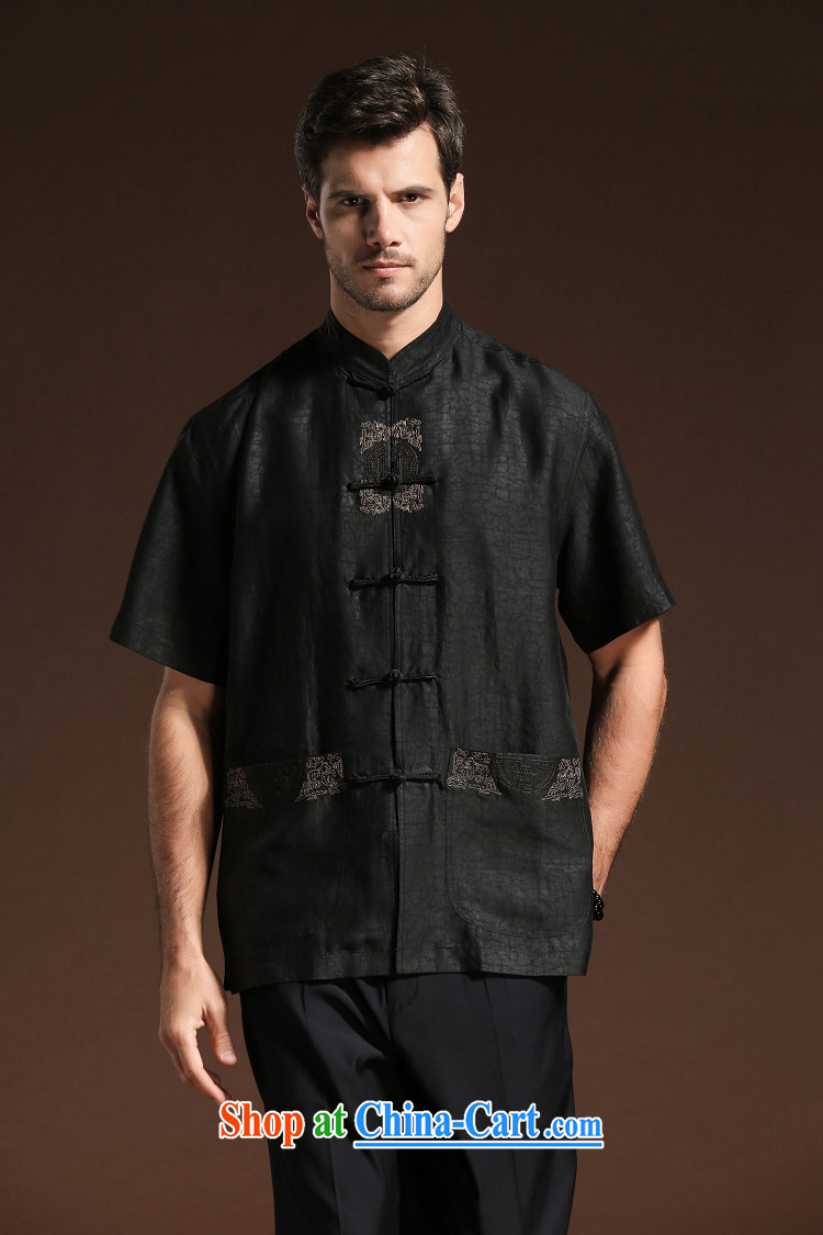 FZOG embroidered Solid Color men's loose men's short-sleeved Tang with coating the leisure 100 ground minimalist breathable black XXXXL pictures, price, brand platters! Elections are good character, the national distribution, so why buy now enjoy more preferential! Health
