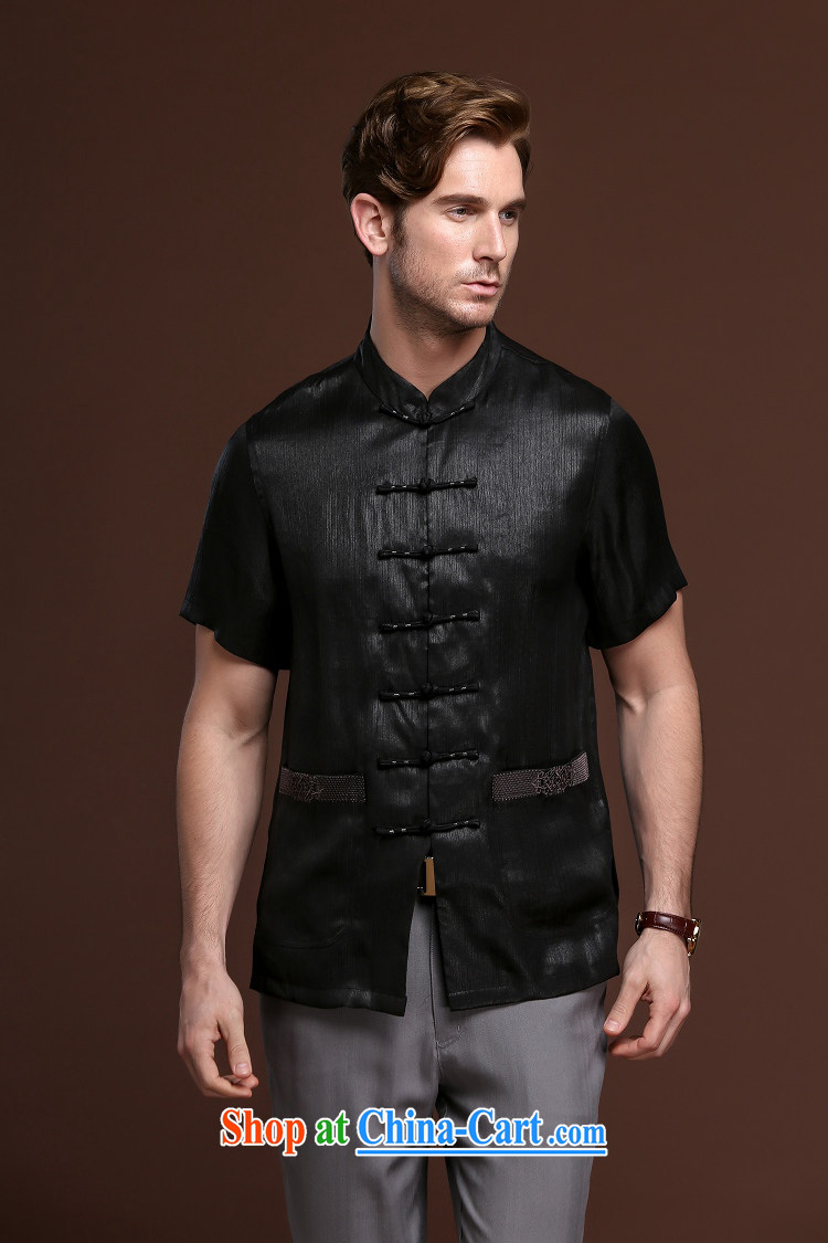 FZOG multi-pocket Solid Color washable men's casual simplicity and middle-aged men's short-sleeved loose Tang with comfortable black XXXXL pictures, price, brand platters! Elections are good character, the national distribution, so why buy now enjoy more preferential! Health