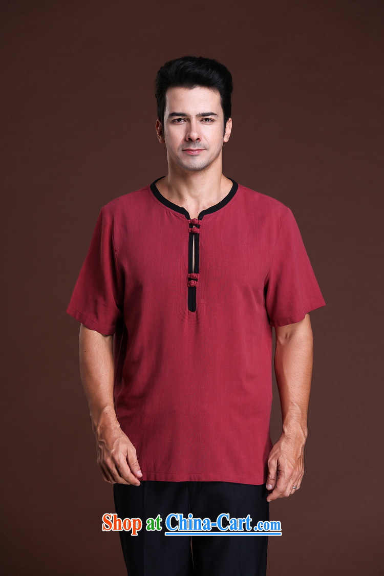 FZOG stylish casual men's loose from HOT DEAL WITH ribbed, older men's solid-colored short-sleeved Tang red XXXXL pictures, price, brand platters! Elections are good character, the national distribution, so why buy now enjoy more preferential! Health