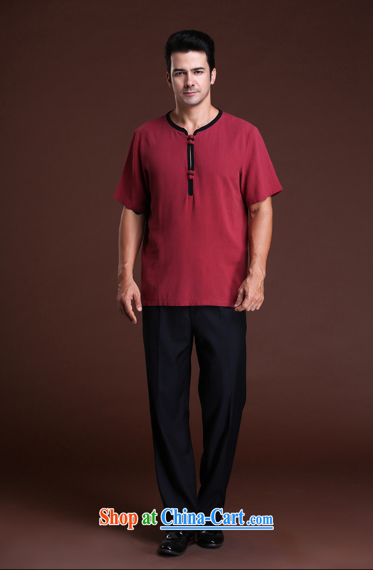 FZOG stylish casual men's loose from HOT DEAL WITH ribbed, older men's solid-colored short-sleeved Tang red XXXXL pictures, price, brand platters! Elections are good character, the national distribution, so why buy now enjoy more preferential! Health