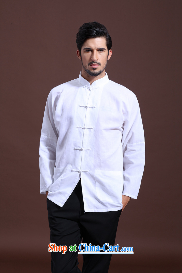 Spring FZOG male leisure middle-aged men's solid color ribbed cloth washable long-sleeved Tang with comfortable white XXXL pictures, price, brand platters! Elections are good character, the national distribution, so why buy now enjoy more preferential! Health