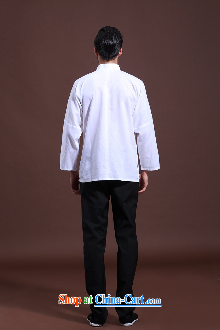 Spring FZOG male leisure middle-aged men's solid color ribbed cloth washable long-sleeved Tang with comfortable white XXXL pictures, price, brand platters! Elections are good character, the national distribution, so why buy now enjoy more preferential! Health