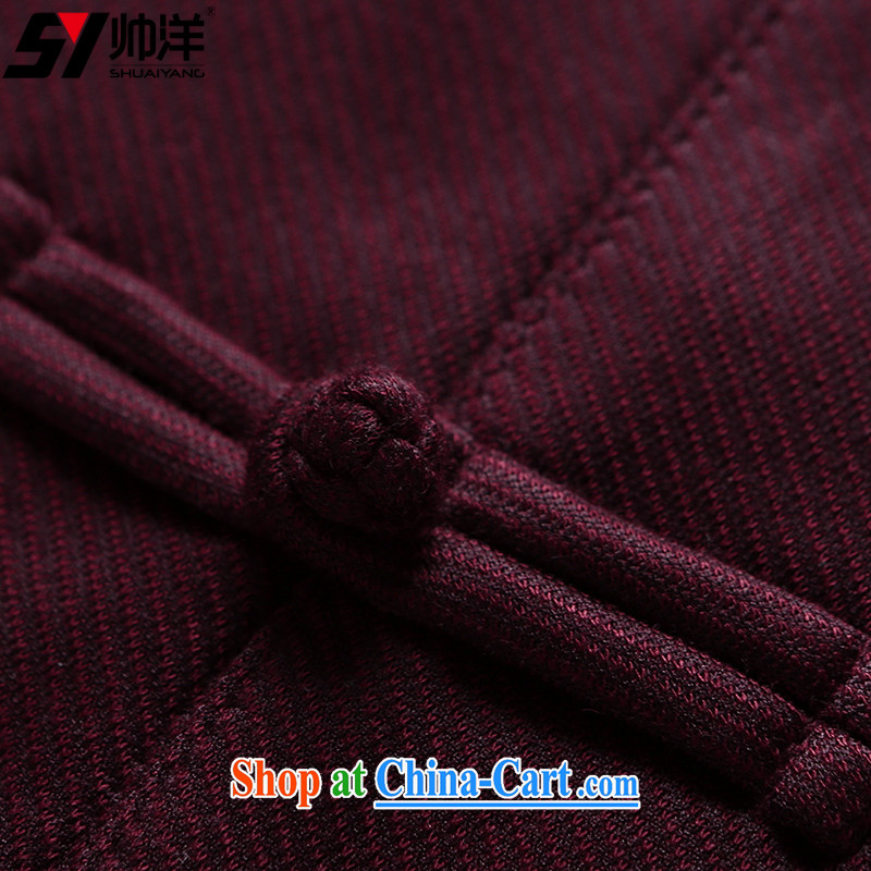 cool ocean 2015 new autumn and the China wind up for the charge-back men's Chinese long-sleeved jacket Chinese jacket knitting wine red 185, cool ocean (SHUAIYANG), shopping on the Internet