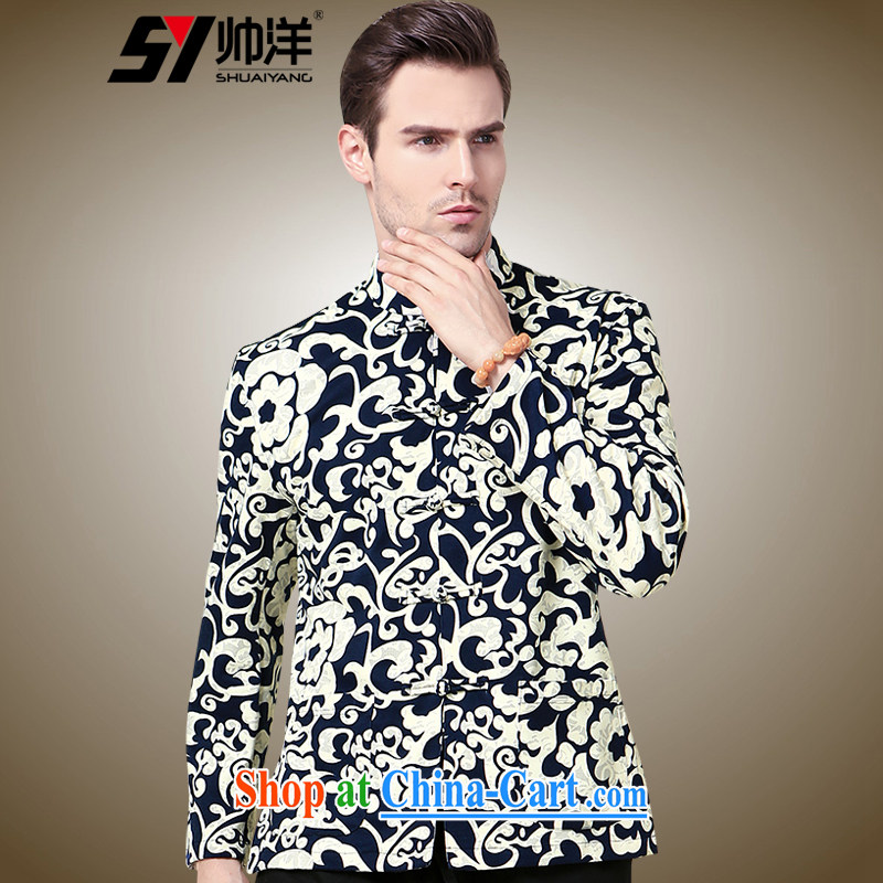 cool ocean 2015 New Men Tang jackets China wind Xiangyun stamp duty, for Chinese Chinese men and long-sleeved white 185