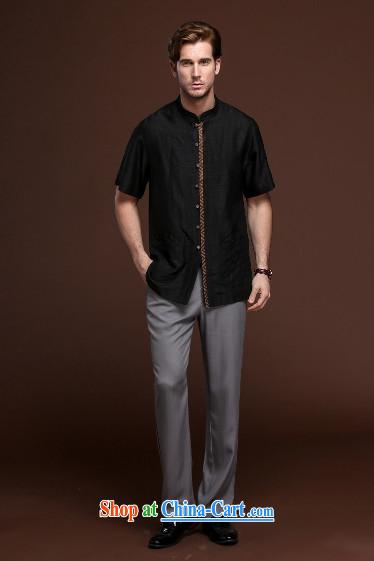 FZOG China wind leisure men's loose-color from hot deal with middle-aged men's short-sleeved Tang with breathable 100 ground black XXXL pictures, price, brand platters! Elections are good character, the national distribution, so why buy now enjoy more preferential! Health
