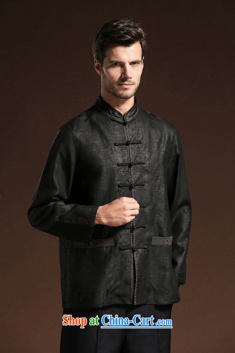 FZOG embroidered Satin Solid Color men's casual simplicity and middle-aged men's short-sleeved loose Tang with breathability and comfort black XXXXL pictures, price, brand platters! Elections are good character, the national distribution, so why buy now enjoy more preferential! Health