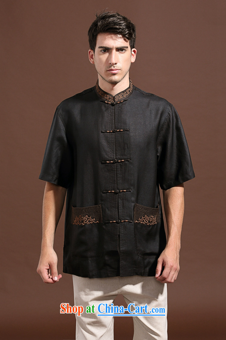 Summer FZOG new leisure simple men's batik solid-colored ribbed the older short-sleeved Tang with breathable black XXXL pictures, price, brand platters! Elections are good character, the national distribution, so why buy now enjoy more preferential! Health