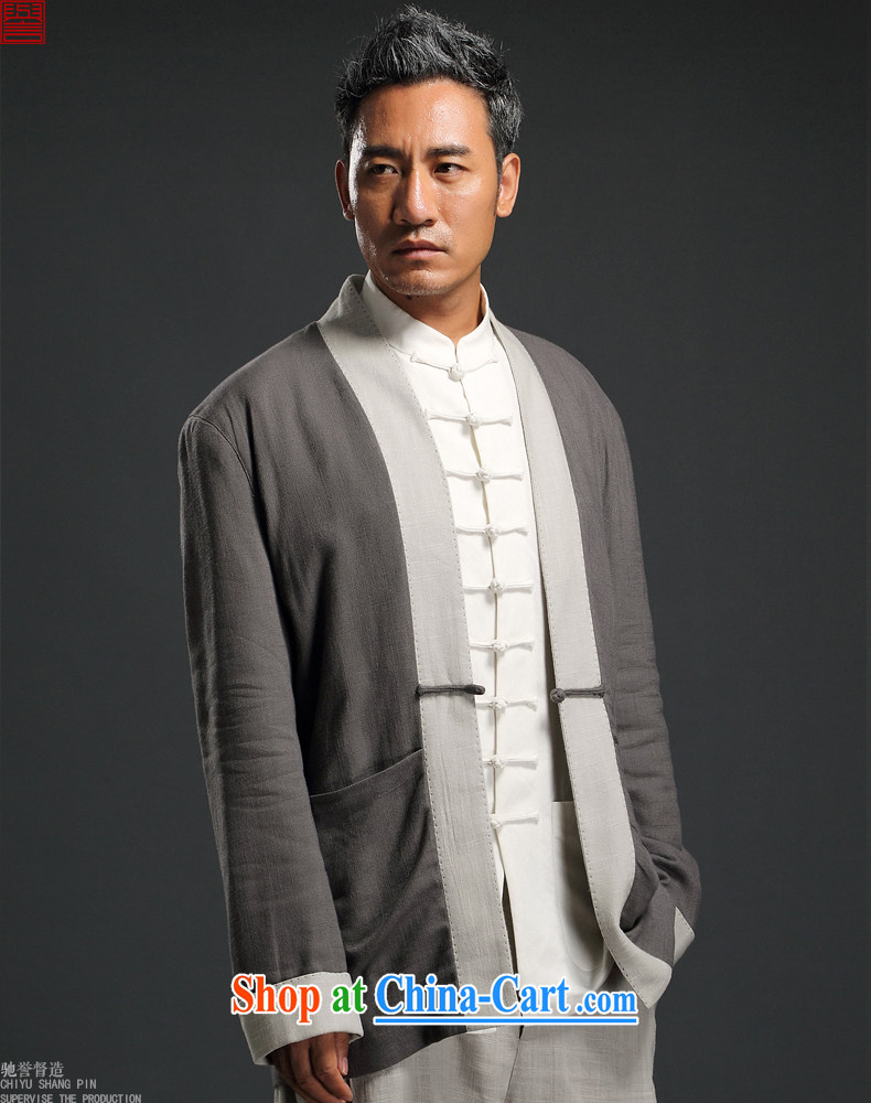 Internationally renowned Chinese wind linen, clothing and long-sleeved T-shirt on improved Chinese T-shirt Chinese antique Chinese autumn men's gray 3XL/185 pictures, price, brand platters! Elections are good character, the national distribution, so why buy now enjoy more preferential! Health