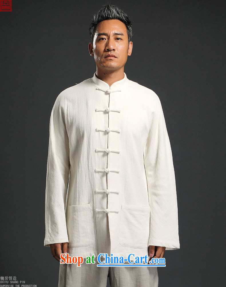 Internationally renowned autumn Tang with long-sleeved men's disc for Han-Chinese wind linen men's leisure loose cotton Ma shirt and light purple 3XL pictures, price, brand platters! Elections are good character, the national distribution, so why buy now enjoy more preferential! Health