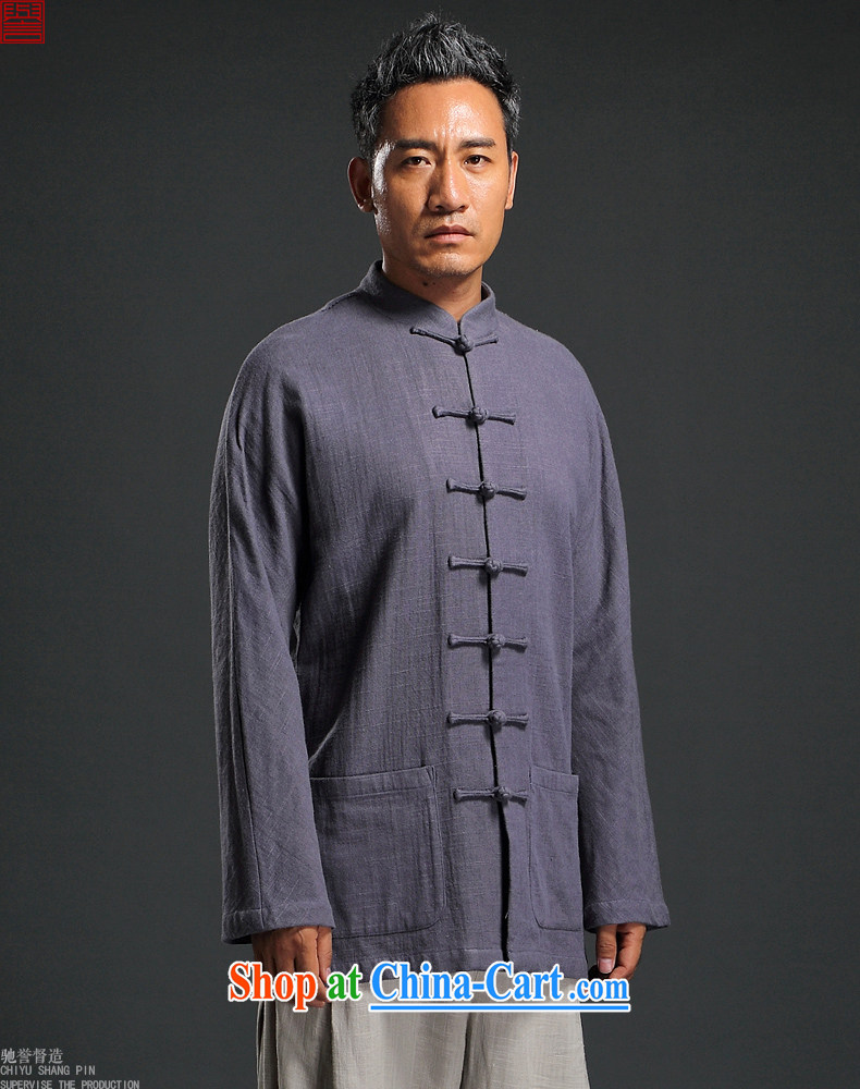 Internationally renowned autumn Tang with long-sleeved men's disc for Han-Chinese wind linen men's leisure loose cotton Ma shirt and light purple 3XL pictures, price, brand platters! Elections are good character, the national distribution, so why buy now enjoy more preferential! Health