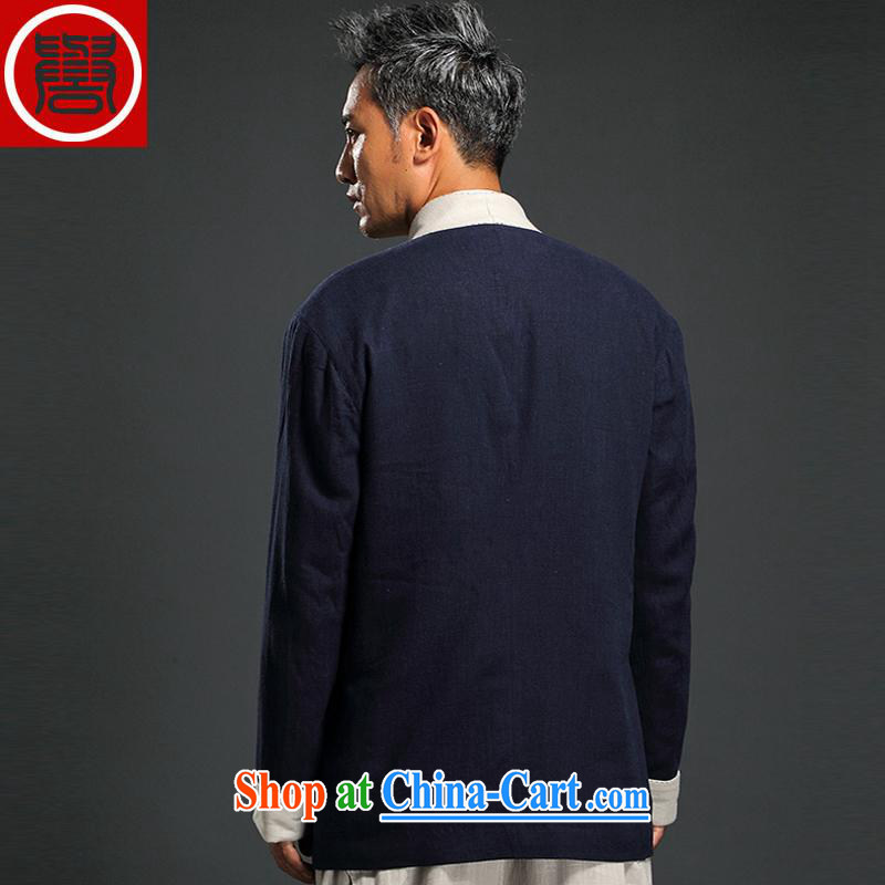 Internationally renowned Chinese wind linen, long-sleeved clothes and long-sleeved shirts on improved Chinese T-shirt Chinese antique Chinese autumn male Tea Service gray 3XL, internationally renowned (CHIYU), shopping on the Internet