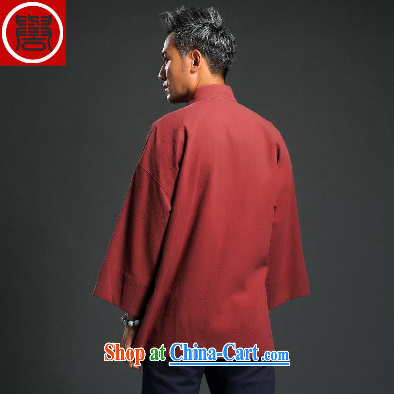 Internationally renowned autumn 2015 China wind linen men's retro, served men and a tight cardigan casual Chinese men's T-shirt tea serving spiritual cynosure serving Orange XXL, internationally renowned (CHIYU), shopping on the Internet