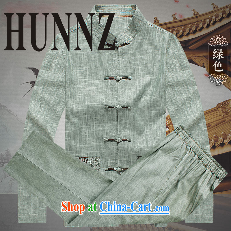 Name HUNNZ, Autumn 2015 new products with short and long-sleeved Kit older people in clothes with classical Chinese wind father with green 195, HUNNZ, shopping on the Internet