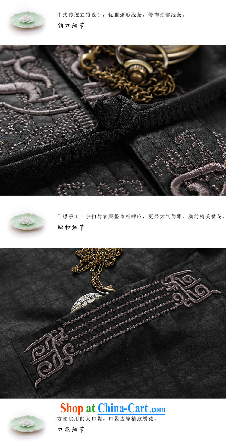 Products HANNIZI 2015 China wind silk damask incense cloud yarn Chinese men's long-sleeved T-shirt, older persons smock black XXXXL pictures, price, brand platters! Elections are good character, the national distribution, so why buy now enjoy more preferential! Health
