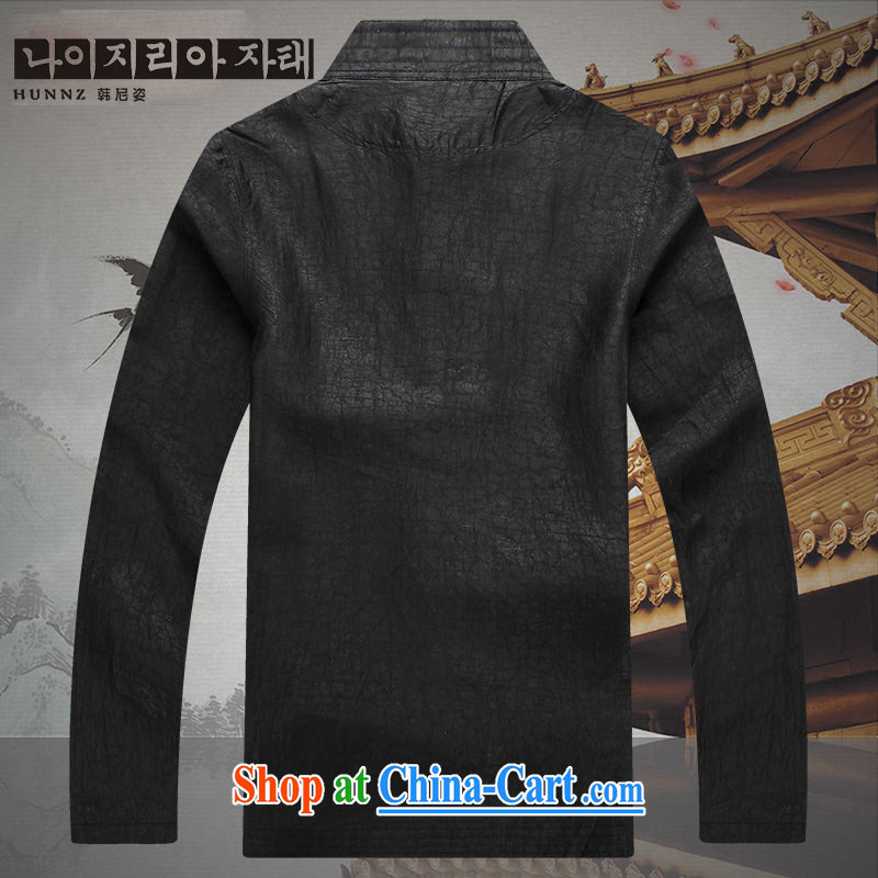 Products HANNIZI 2015 China wind silk damask incense cloud yarn Tang on men's long-sleeved T-shirt, older persons smock black XXXXL, Korea, colorful (hannizi), online shopping