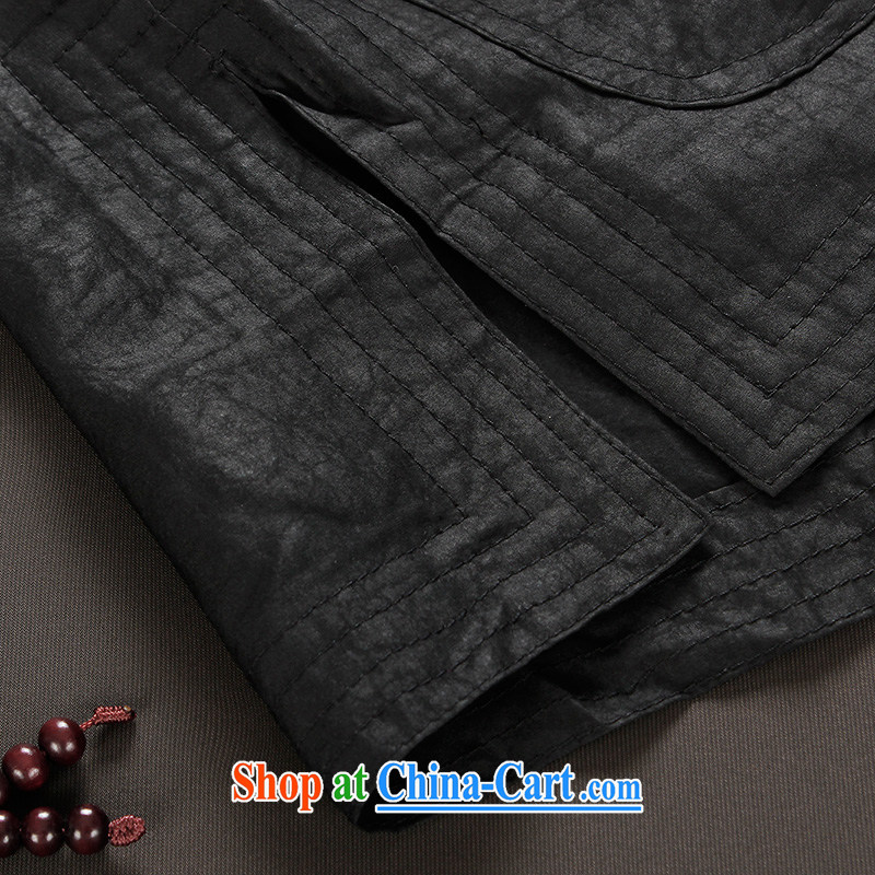 Products HUNNZ 2015 China wind silk damask incense cloud yarn Chinese men's long-sleeved T-shirt, older persons smock black XXXL, HUNNZ, shopping on the Internet