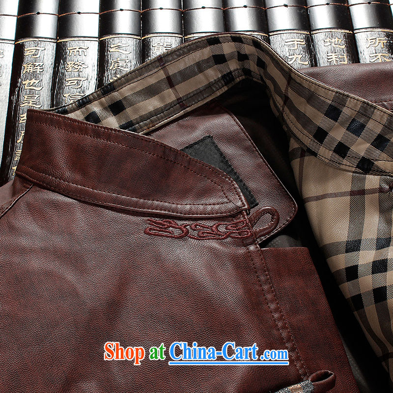 Products HUNNZ 2015, classic Chinese men and long-sleeved quality leather jacket, old men jacket retro Chinese men and brown 190, HUNNZ, shopping on the Internet