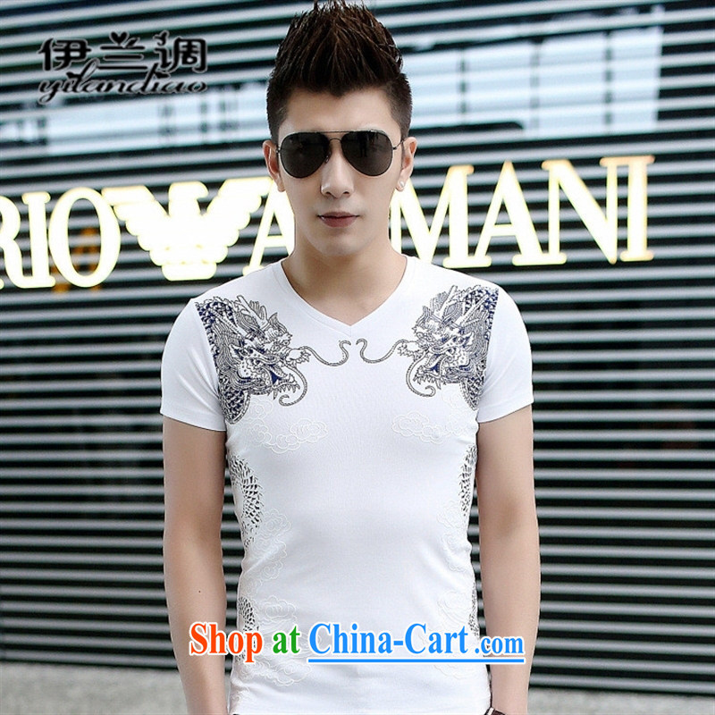 9 month female * China wind stamp men's T-shirt short-sleeved Korean beauty and leisure T 桖 men's 2015 spring and summer for V XL red, blue, and shopping on the Internet
