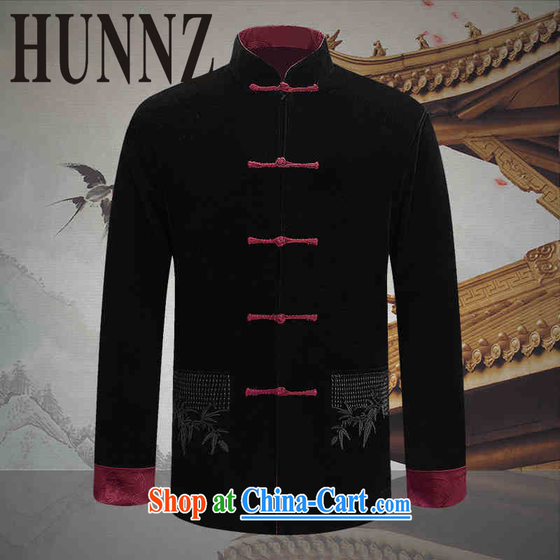 Products HUNNZ new corduroy older persons in casual Chinese classical Chinese style long-sleeved men's two-sided wearing jacket and black and red double-sided 190, HUNNZ, shopping on the Internet
