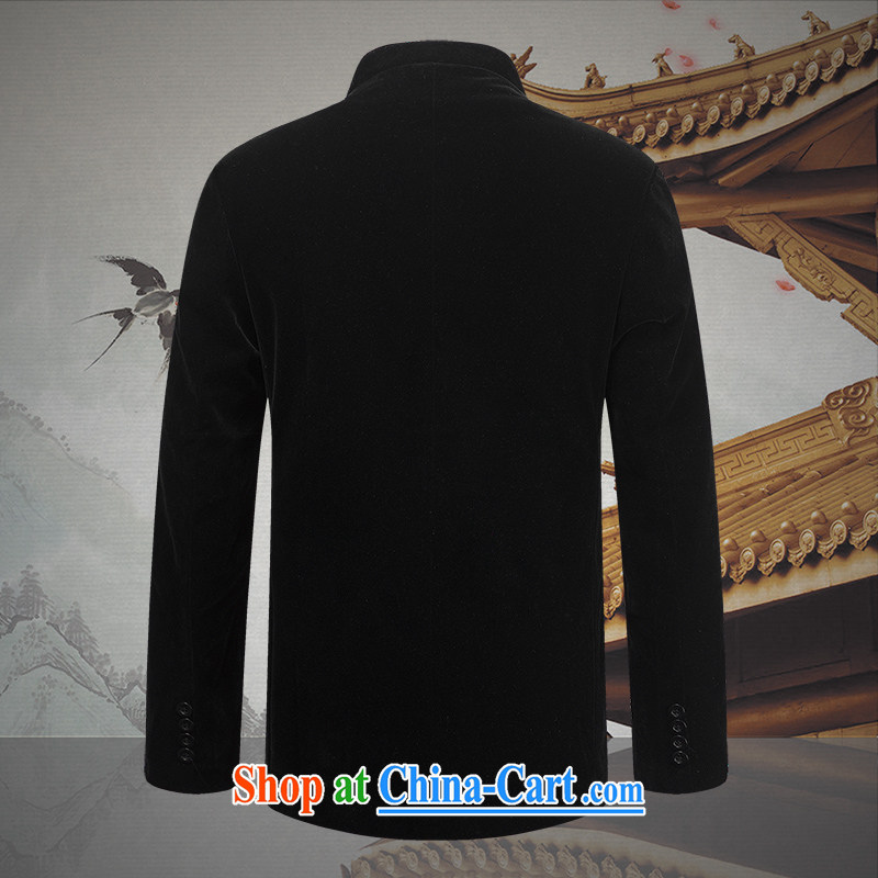 Products HUNNZ comfortable gold velour men's China wind Tang on older persons in long-sleeved jacket Chinese men's jacket, black 190, HUNNZ, shopping on the Internet