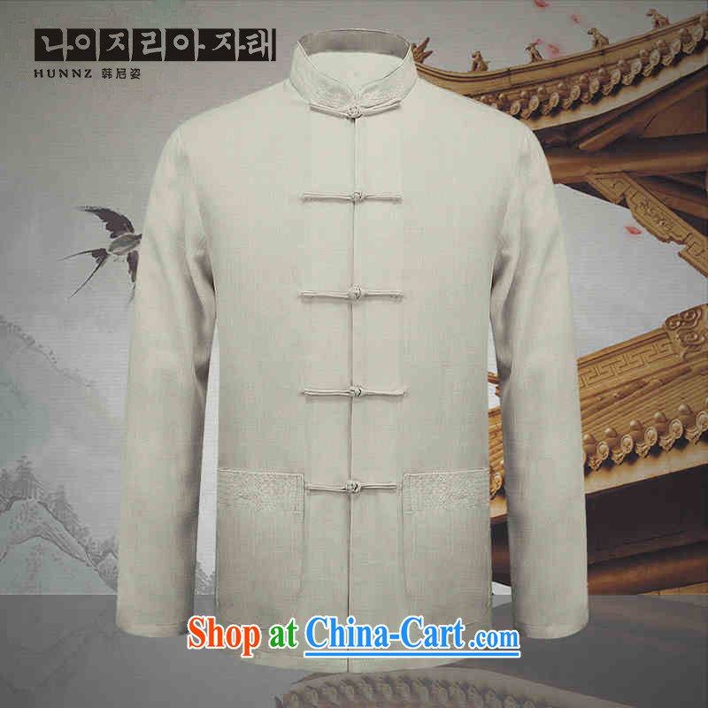 Products HANNIZI natural cotton the commission men Tang with long-sleeved middle-aged and older persons Dad T-shirt jacket for the sober men's white 190
