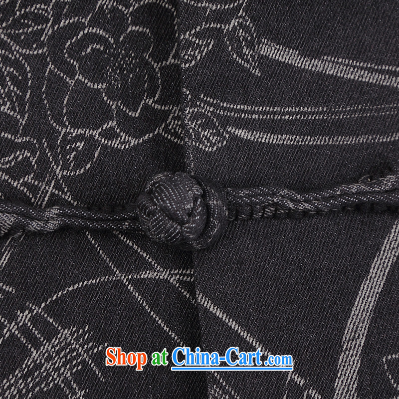 Internationally renowned Chinese wind knitting cowboy Chinese men and Chinese hand-tie jacket stylish retro T-shirt, collar jacket dark gray 4 XL, internationally renowned (CHIYU), online shopping