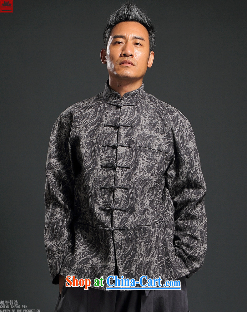 Internationally renowned 2015 autumn and winter wind China Chinese men and Chinese hand-tie knitted denim jacket stylish jacket, collar retro stamp T-shirt dark gray 3 XL pictures, price, brand platters! Elections are good character, the national distribution, so why buy now enjoy more preferential! Health