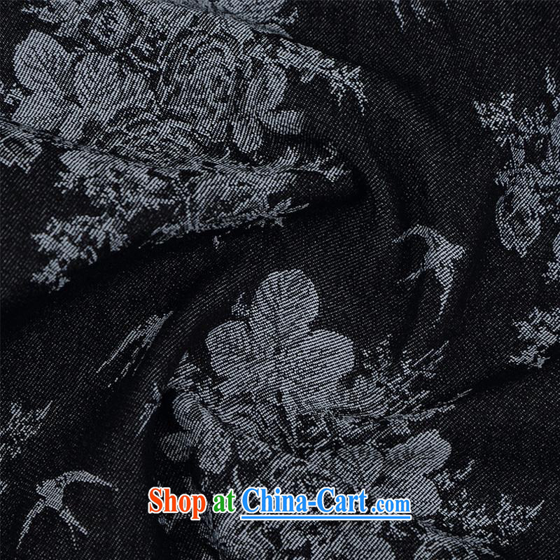 Internationally renowned Chinese men and Chinese hand-tie China wind knitting denim jackets and Stylish retro T-shirt, collar jacket black XL, internationally renowned (CHIYU), shopping on the Internet